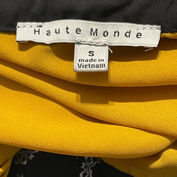 Haute Monde Mustard Blouse with Black Tie - Picture 9 of 9